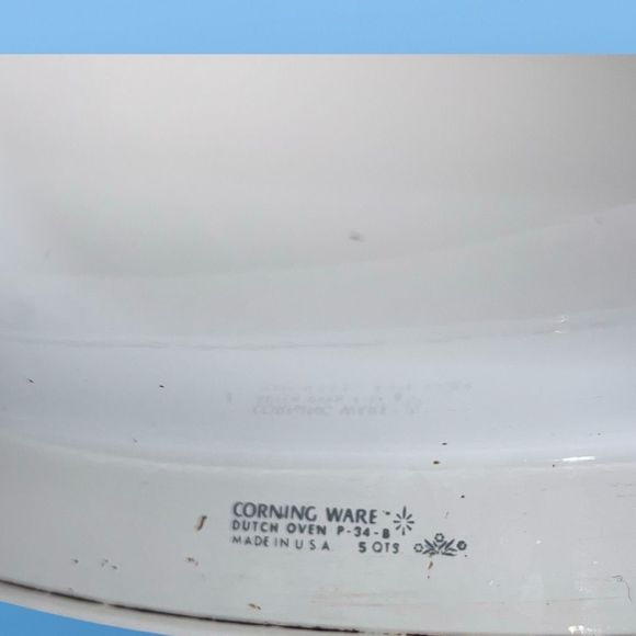 Vintage Corning Ware Blue Cornflower 5 QT Dutch Oven Casserole P-34-B w/Dome Lid - Picture 4 of 8